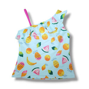 Lands End Girls 10 Tankini Swim Top Watercolor Fruit